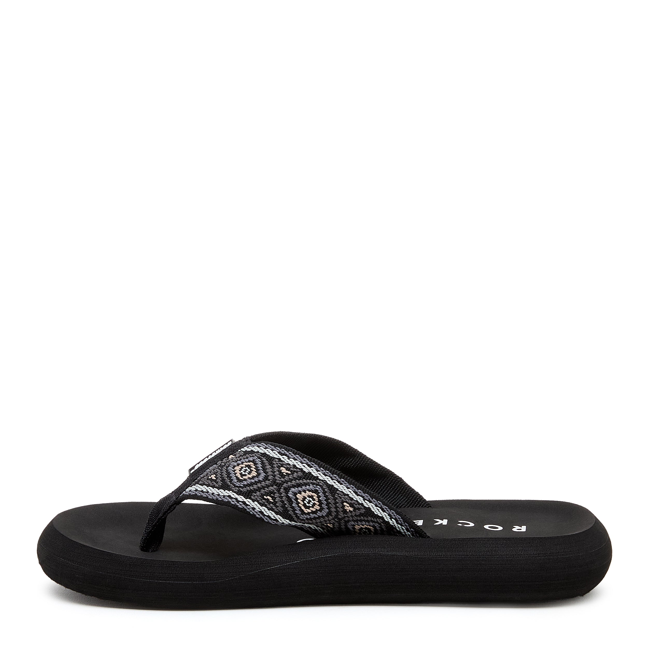 Black flip flop with cushioned footbed, women's casual style – Rocket Dog Spotlight