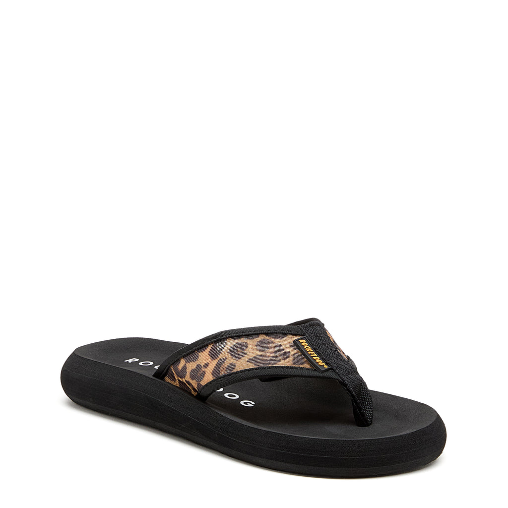 Women's leopard mesh flip flop, casual and comfortable – Rocket Dog Spotlight