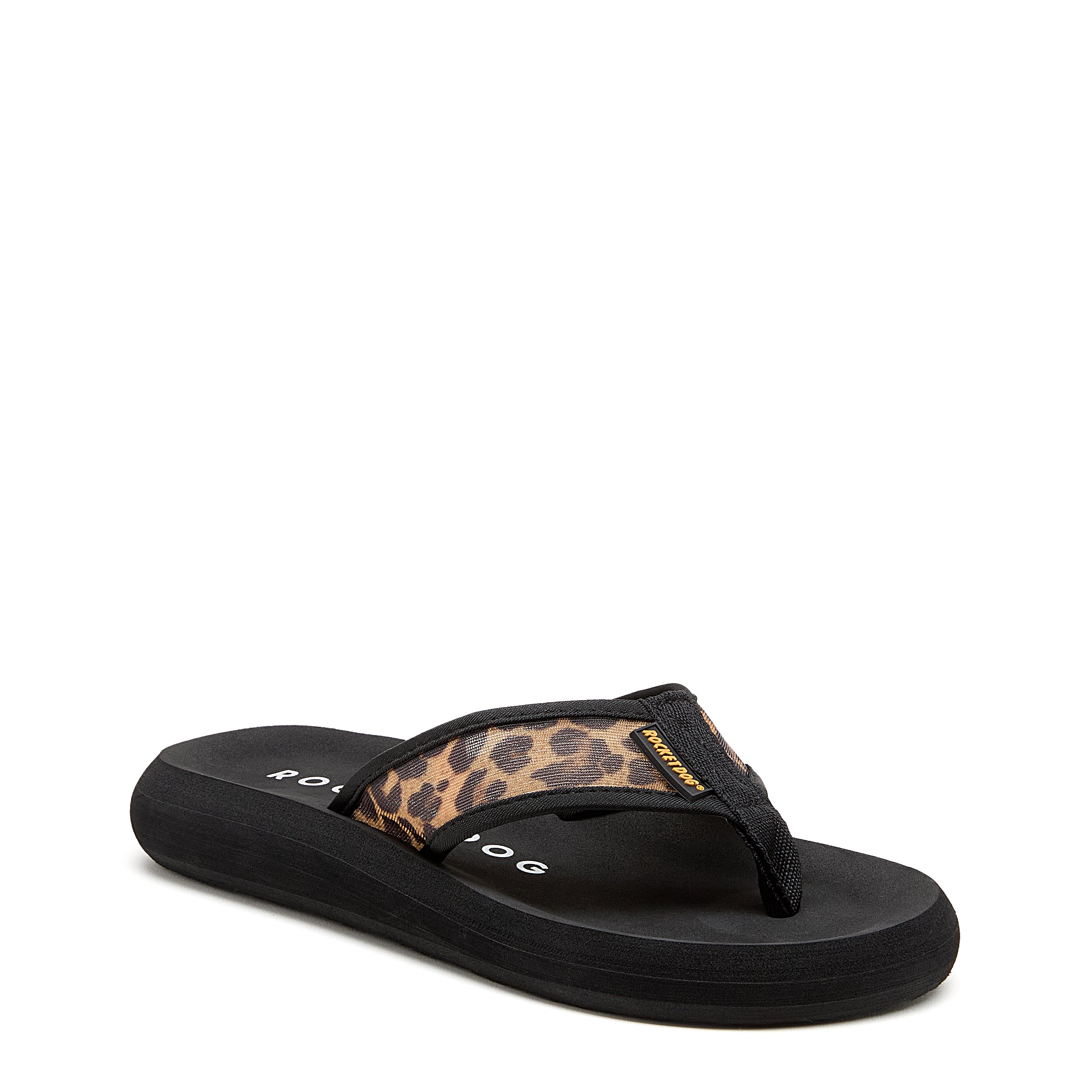 Women's leopard mesh flip flop, casual and comfortable – Rocket Dog Spotlight