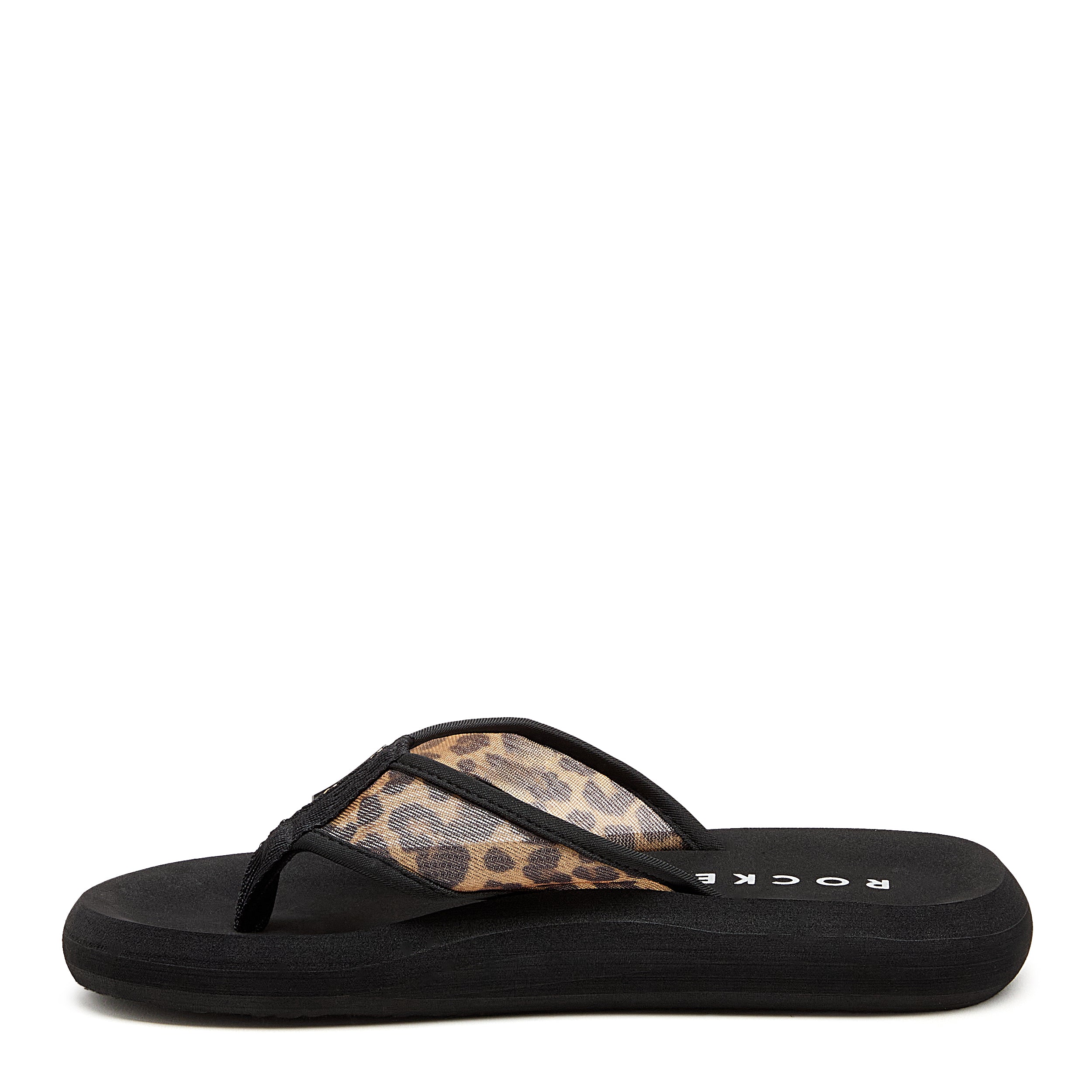 Leopard mesh flip flop with cushioned footbed, women's casual style – Rocket Dog Spotlight