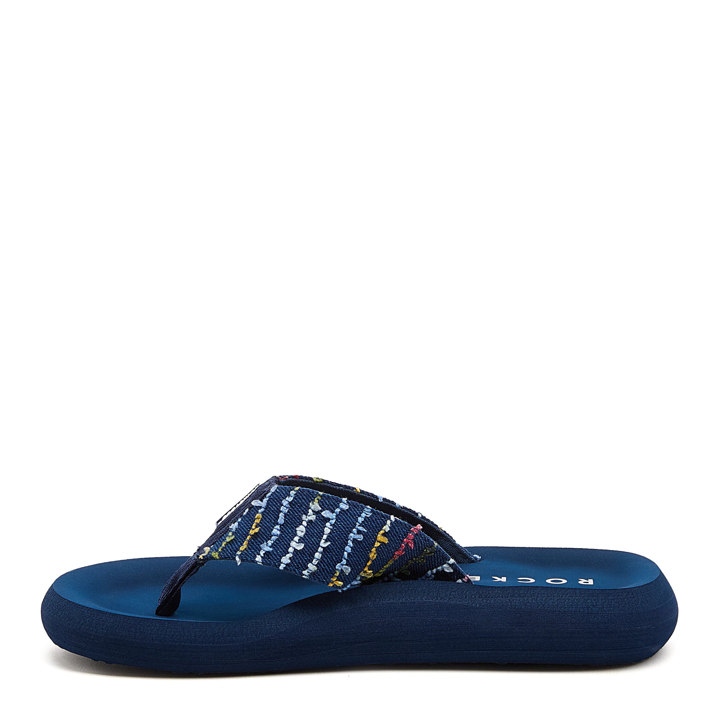Navy flip flop with cushioned footbed, women's casual style – Rocket Dog Spotlight