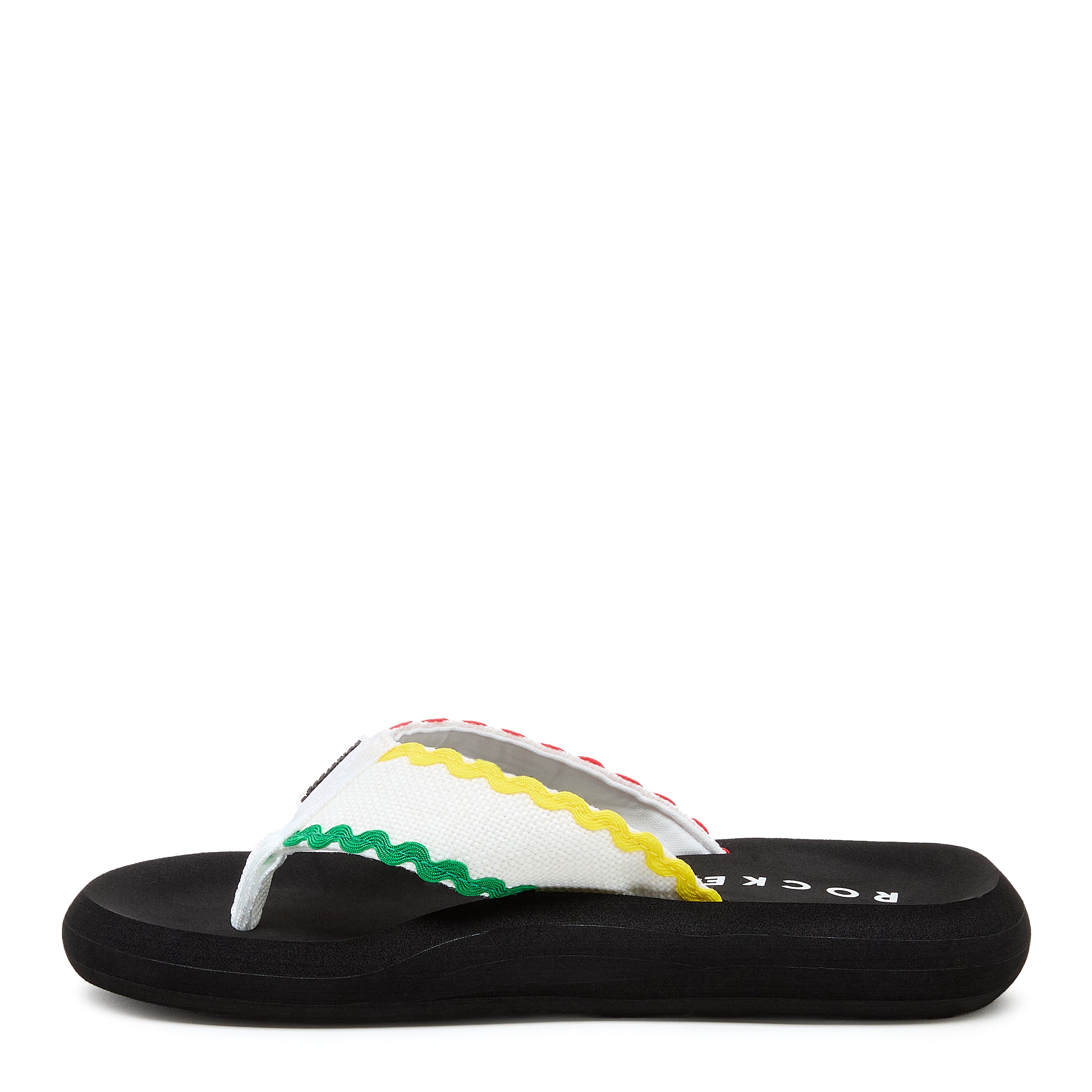 White flip flop with cushioned footbed, women's casual style – Rocket Dog Spotlight