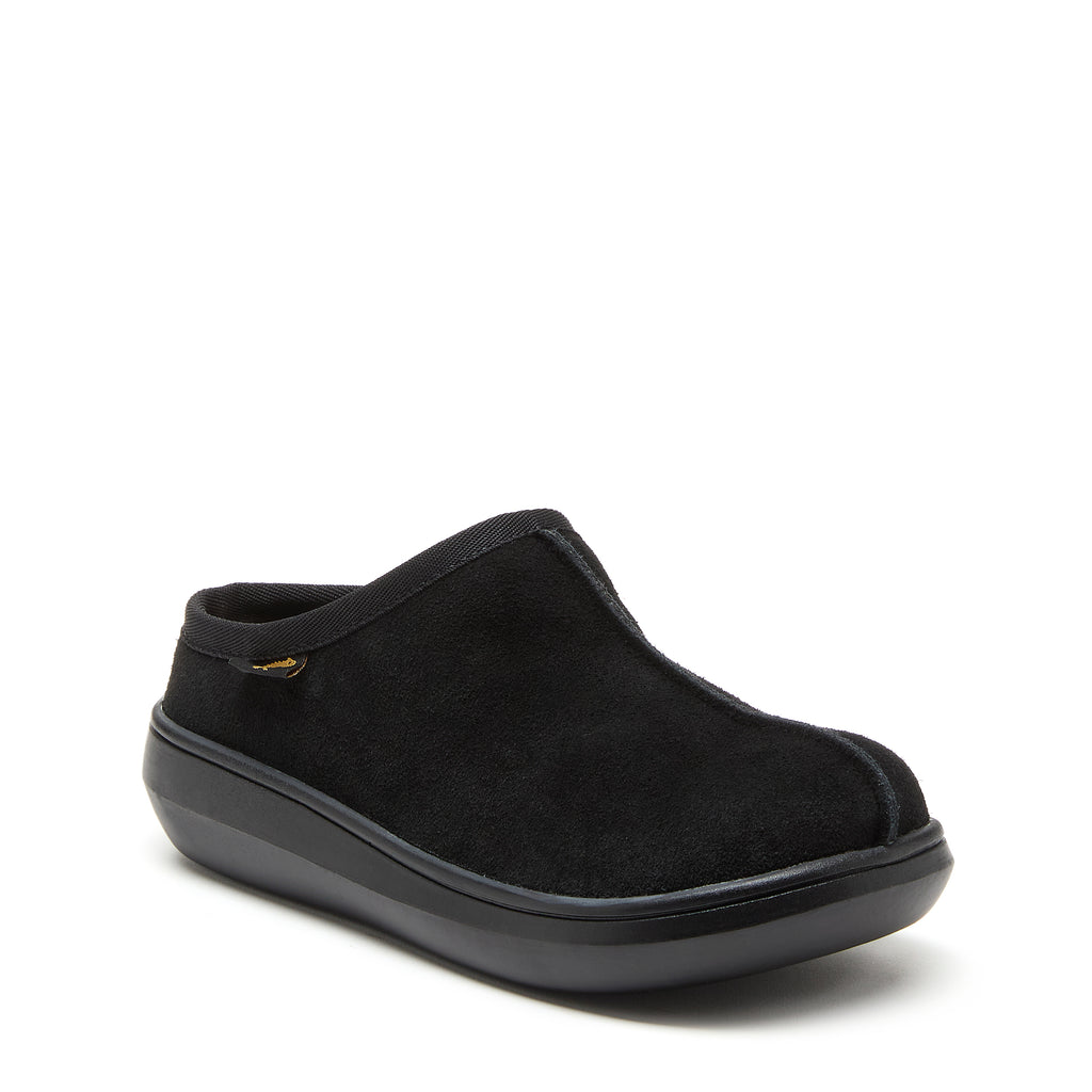 Black suede shoe with cushioned footbed, women's everyday style – Rocket Dog Sugar