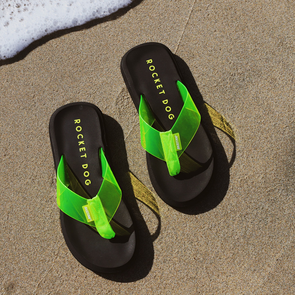Rocket Dog Sunset neon green flip flop, women's casual shoe