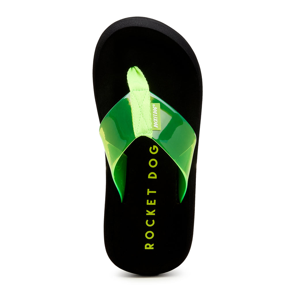 Neon green women's flip flop with Rocket Dog comfort, casual style