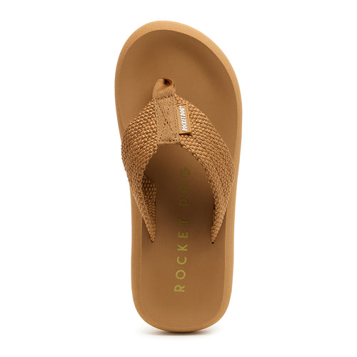 Tan women's flip flop with Rocket Dog comfort, casual style