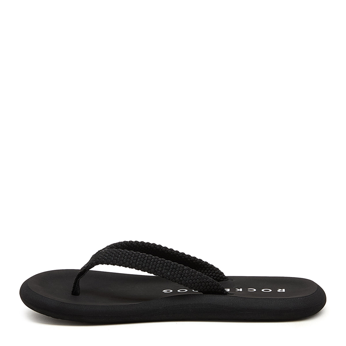 Black slim flip flop with cushioned footbed, women's casual style – Rocket Dog Sunset