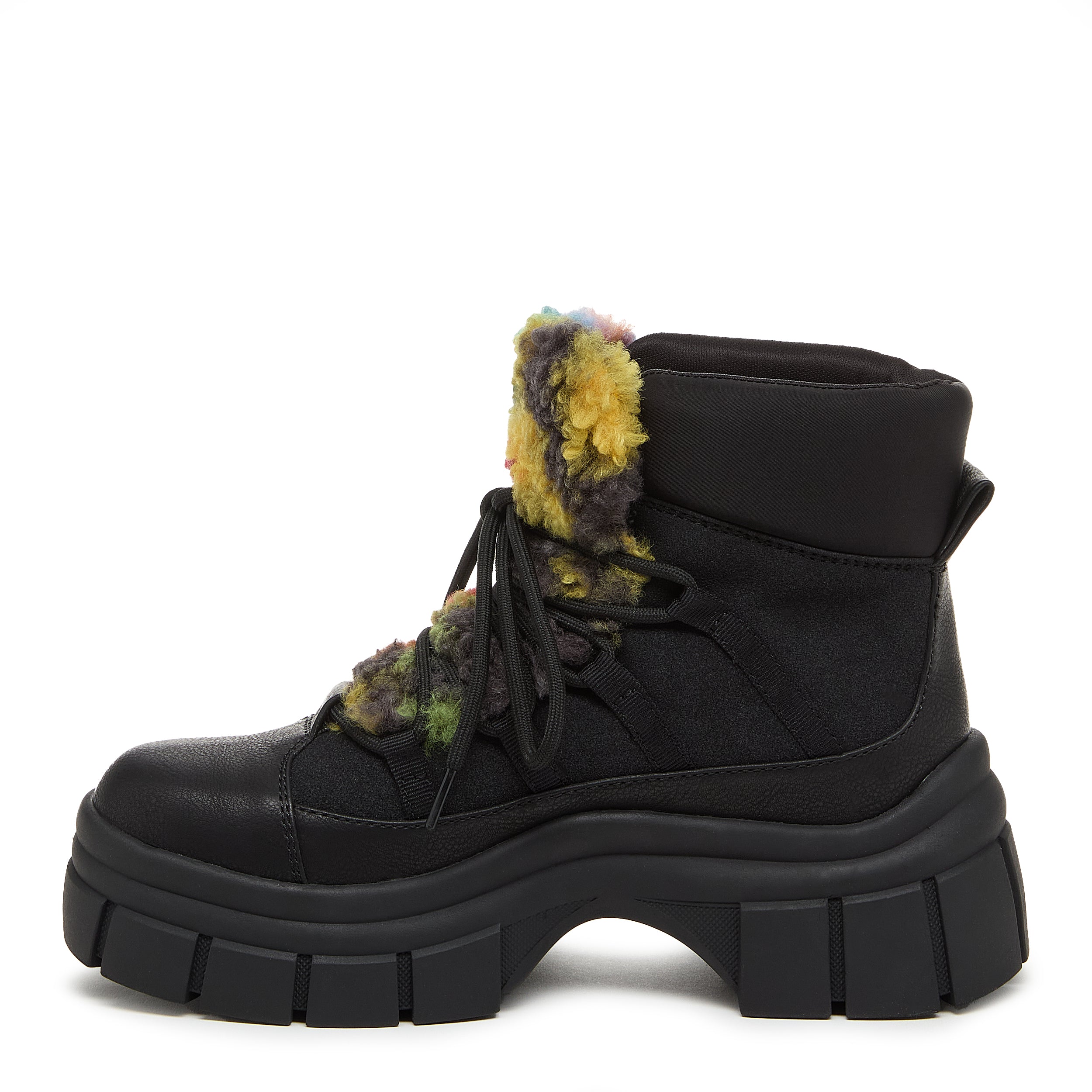 Black platform bootie with cushioned footbed, women's casual style – Rocket Dog Tiger
