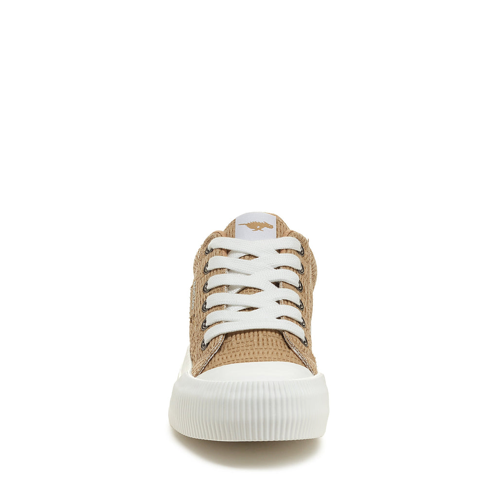 Tan women's sneaker with Rocket Dog comfort, playful style