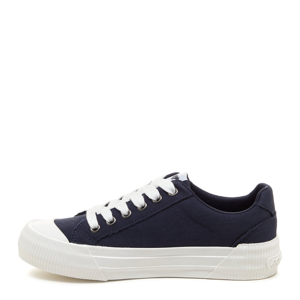 Navy sneaker with cushioned footbed, women's playful style – Rocket Dog Cheery