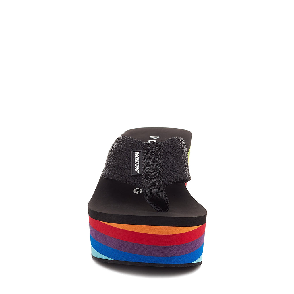 Black women's platform flip flop with Rocket Dog comfort, casual style