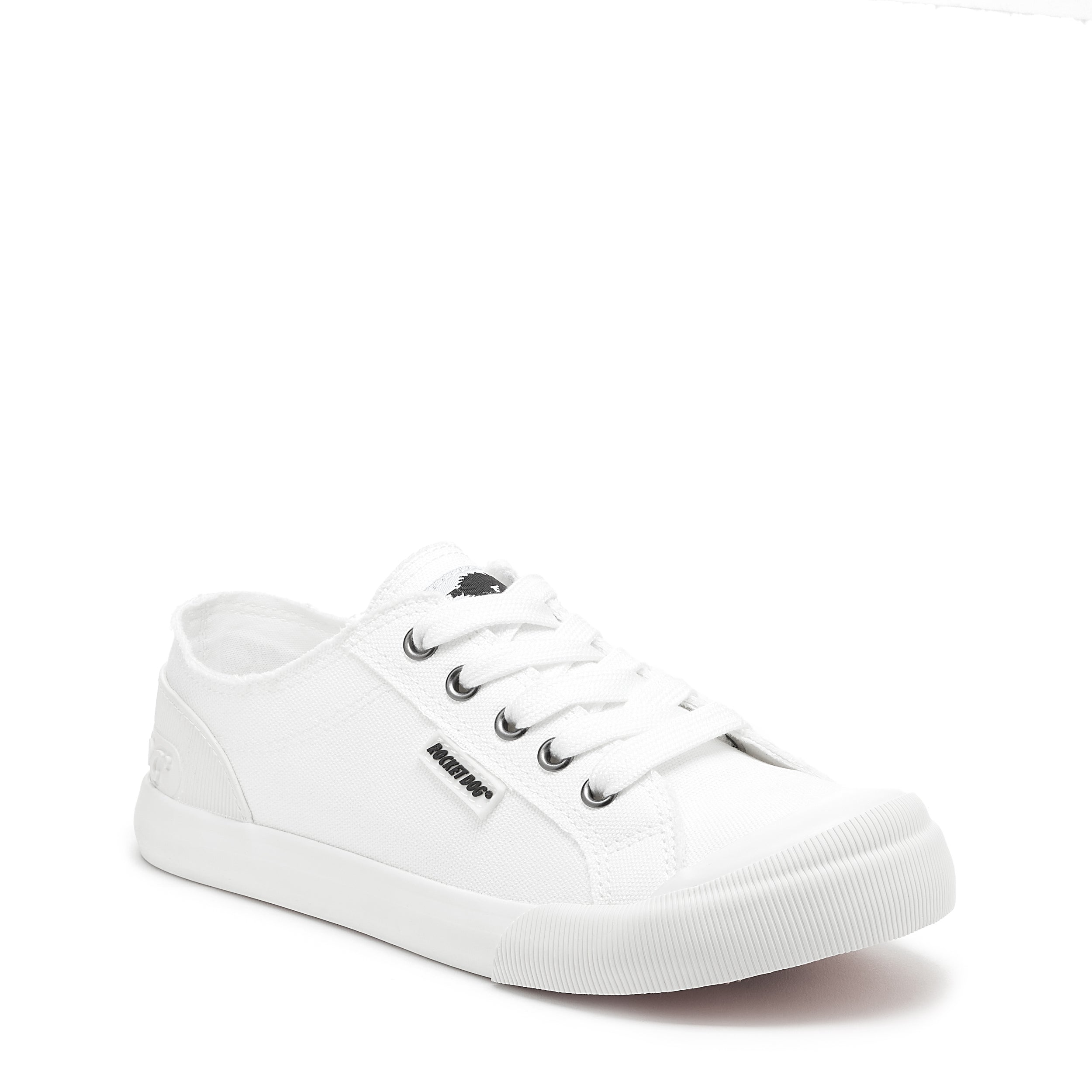 White sneaker with cushioned footbed, women's playful style – Rocket Dog Jazzin