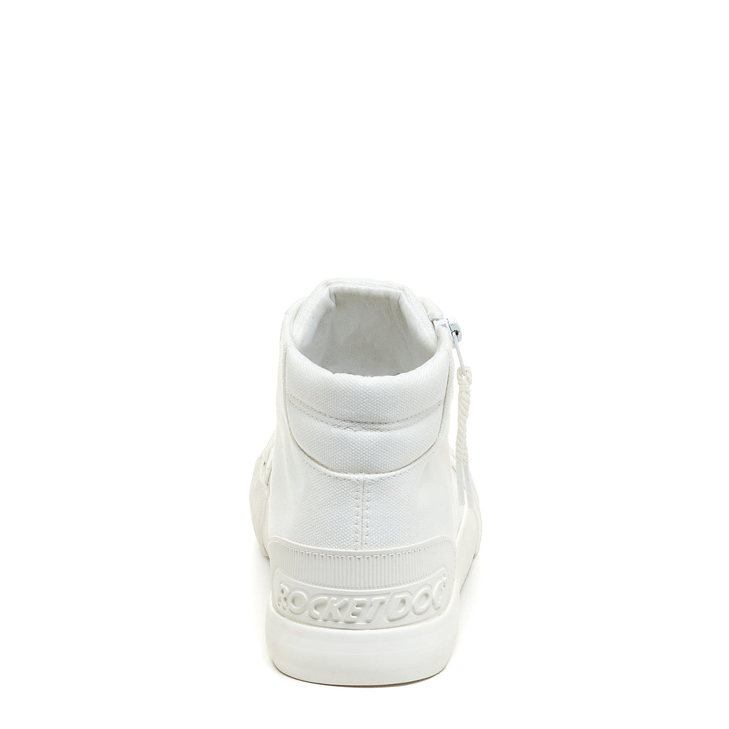 White sneaker with cushioned footbed, women's playful style – Rocket Dog Jazzin