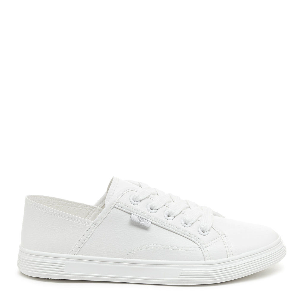 Side view of the Rocket Dog Zandra White low-profile lace-up sneaker