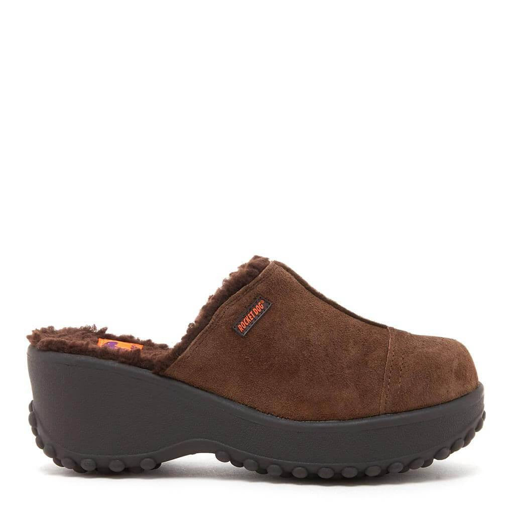 Rocket Dog Fran brown nubuck clog, women's cozy shoe