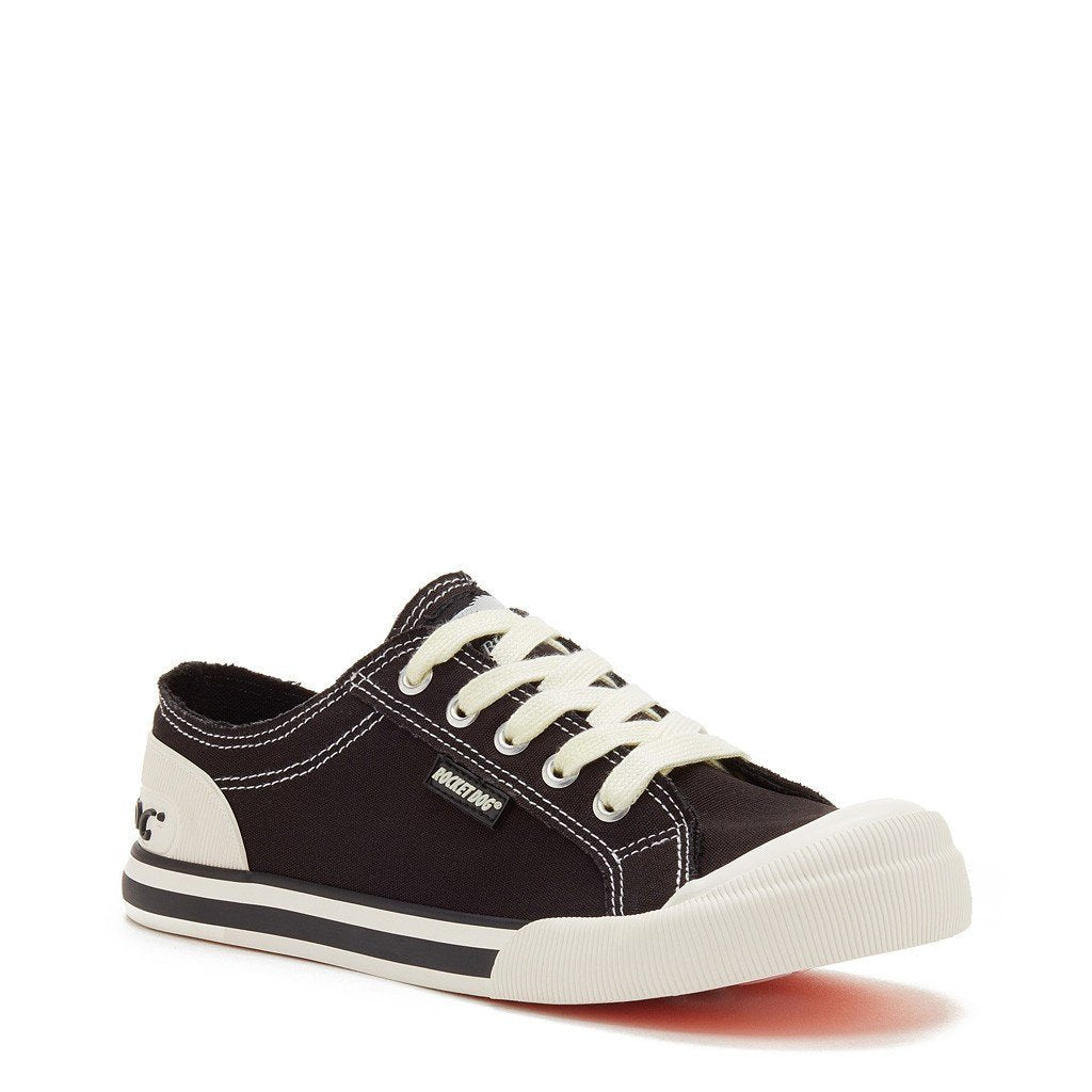 Black canvas sneaker with cushioned footbed, women's playful style – Rocket Dog Jazzin