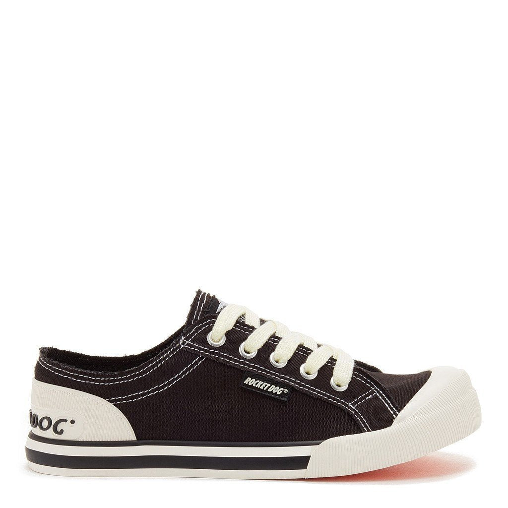 Rocket Dog Jazzin black canvas sneaker, women's playful shoe
