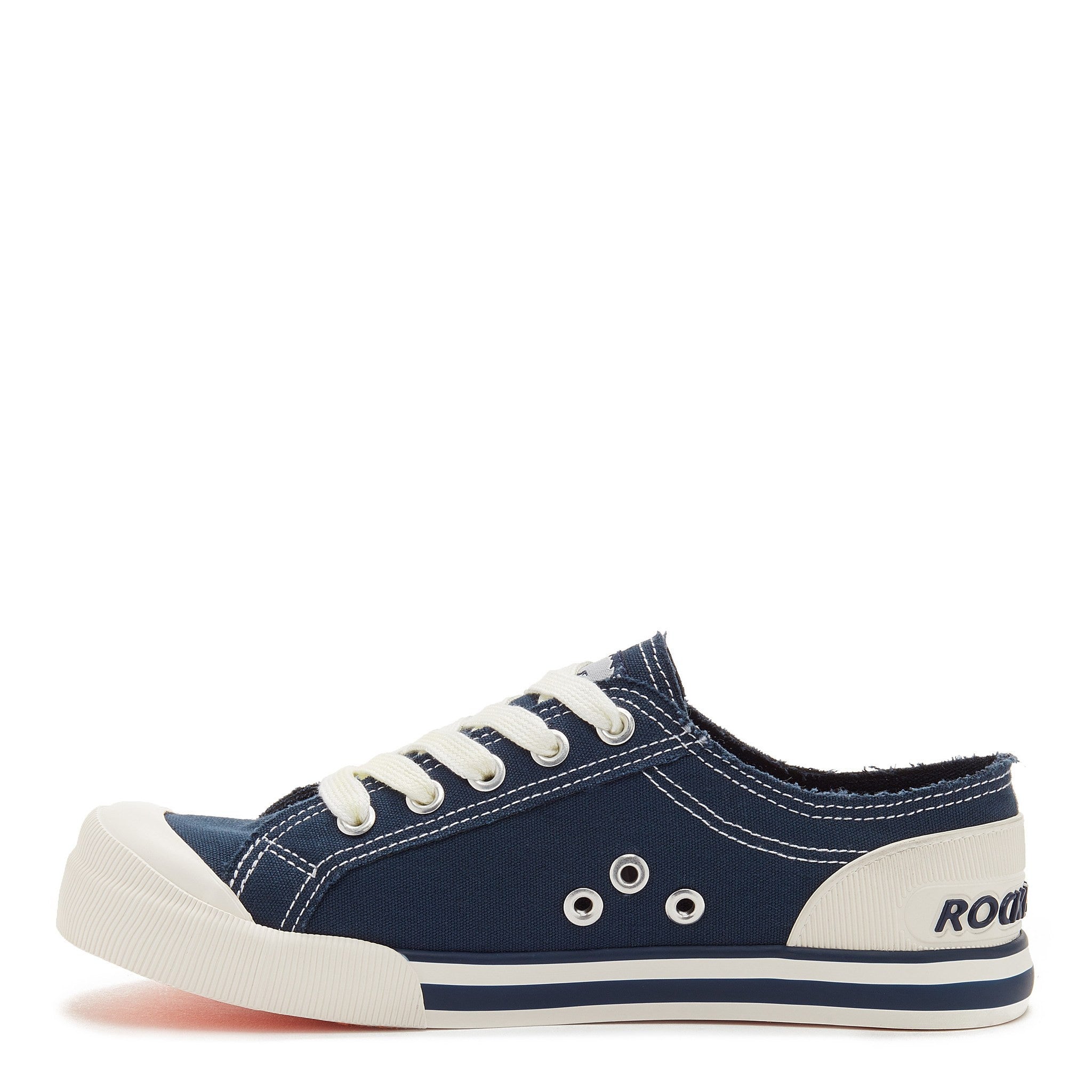 Rocket Dog Jazzin women's navy canvas sneaker, playful slip-on