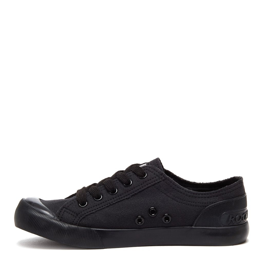 Rocket Dog Jazzin women's black vintage sneaker, playful slip-on