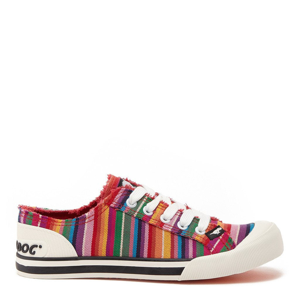 Rocket Dog Jazzin rainbow sneaker, women's playful shoe