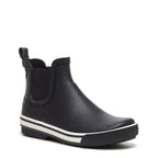 Rainbow Black Rain Bootie | Rubber surrounding footbed | comfortable women's rain boot