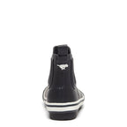 Rainbow Black Rain Bootie | Treaded  for enhanced traction sole | Women's rain boot | Rocket Dog