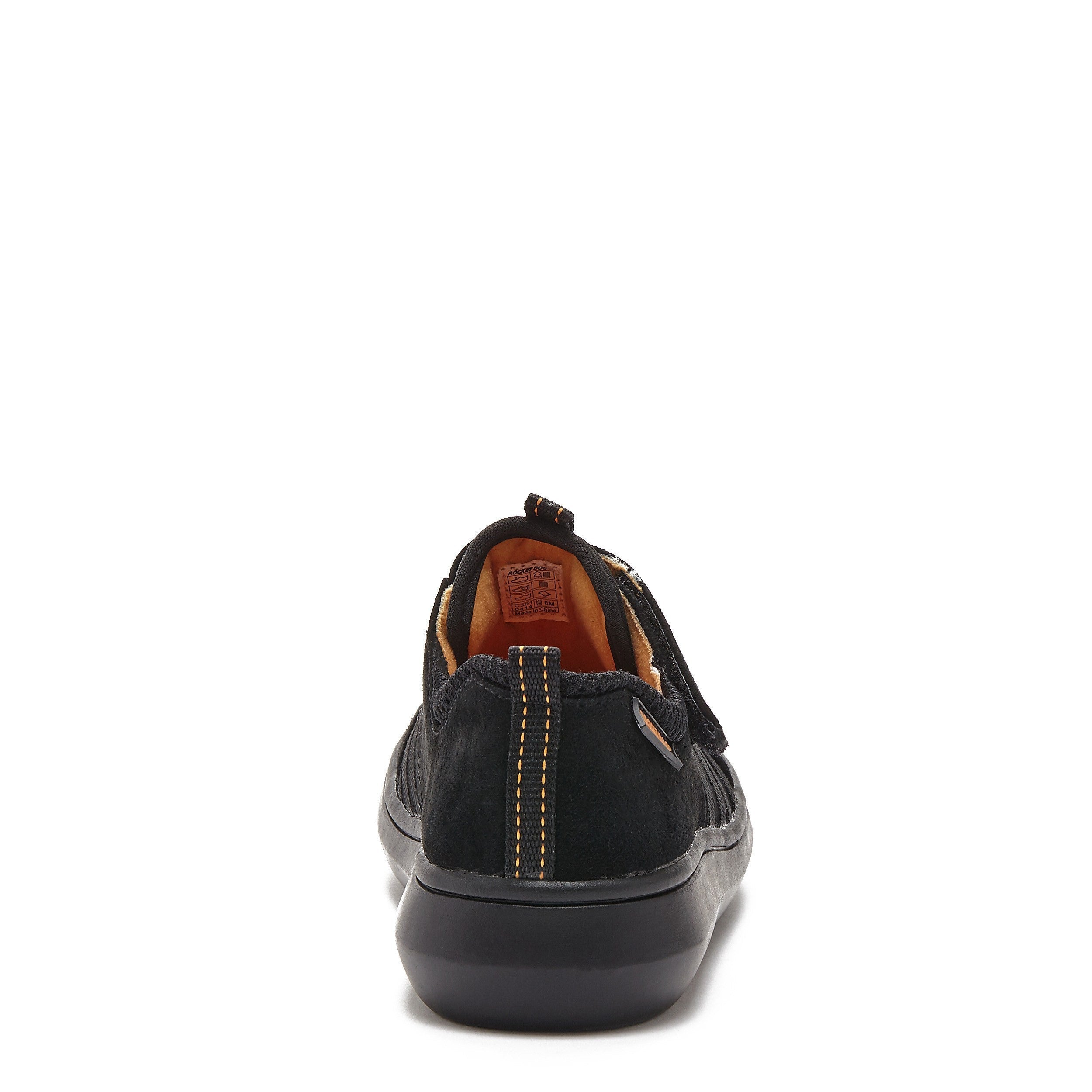 Black nubuck sneaker with cushioned footbed, women's playful style – Rocket Dog Stoker
