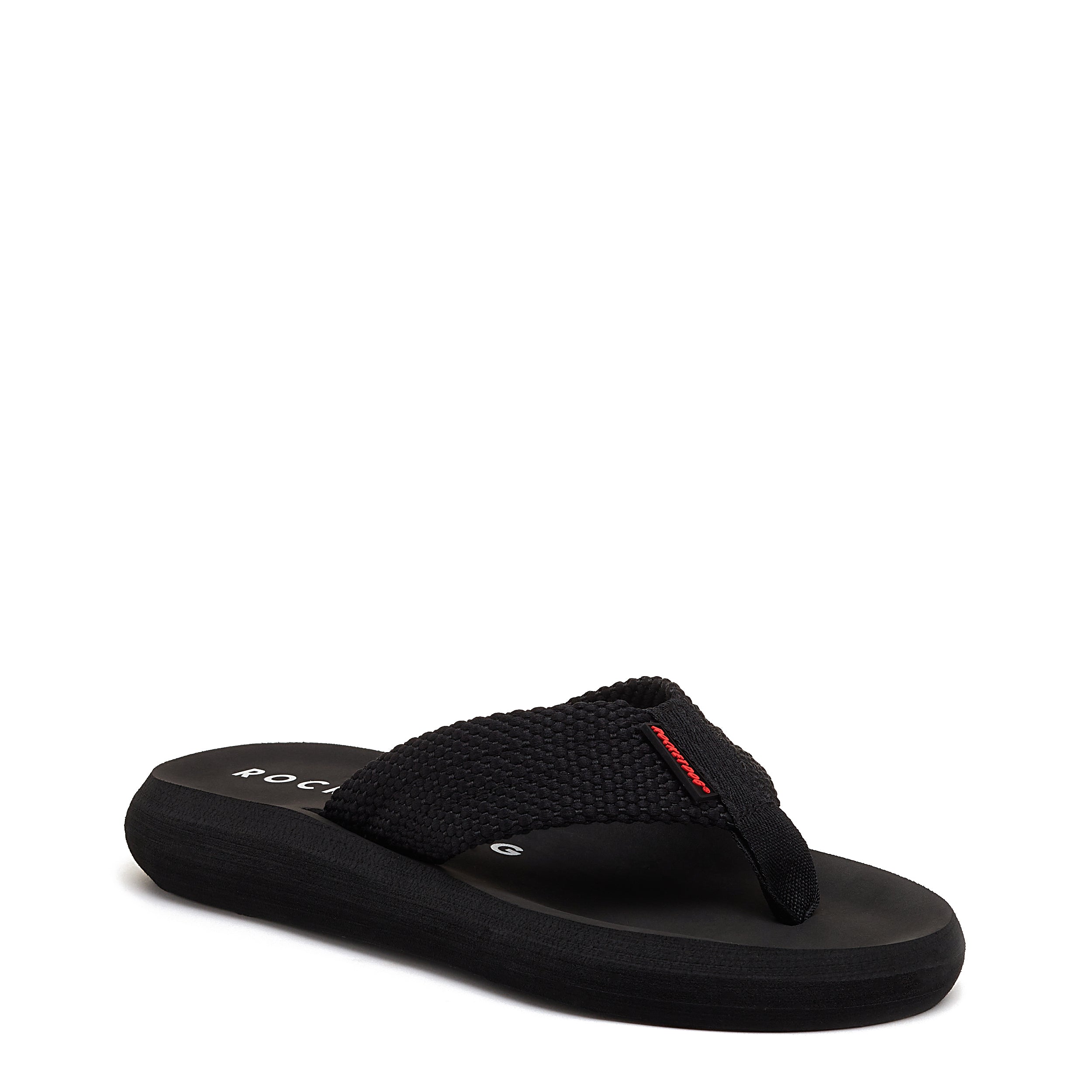 Black webbing flip flop with cushioned footbed, women's casual style – Rocket Dog Sunset