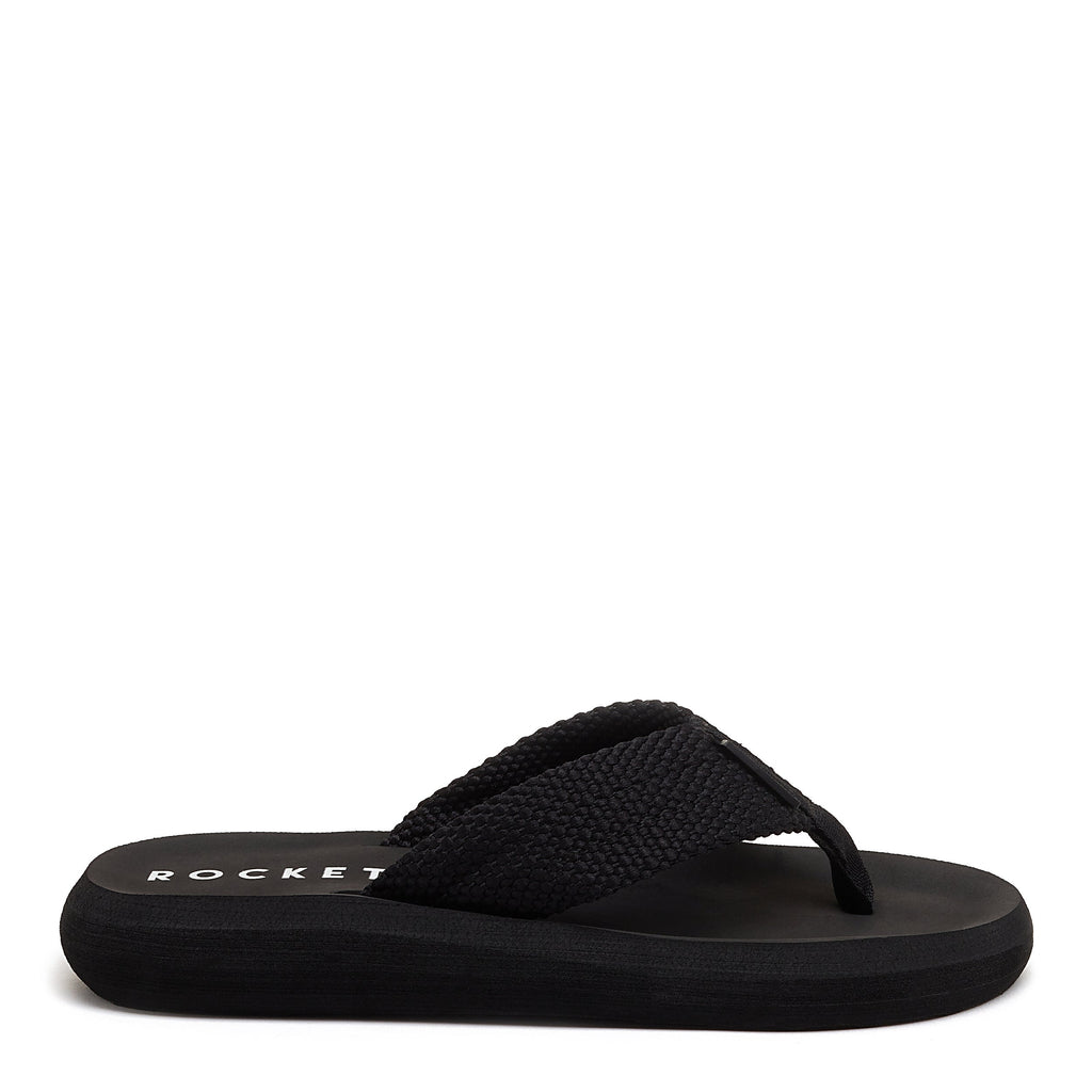 Rocket Dog Sunset black webbing flip flop, women's casual shoe
