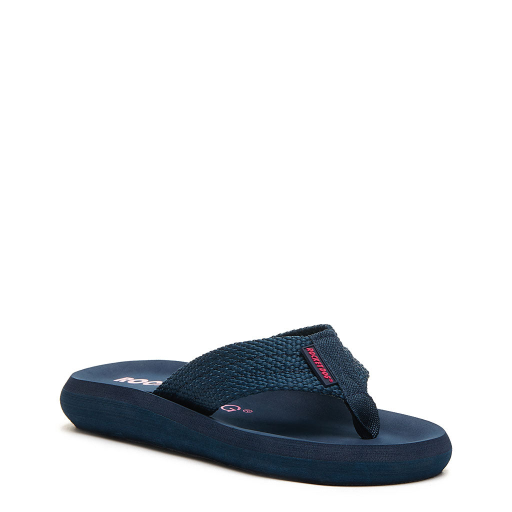Women's navy webbing flip flop, casual and comfortable – Rocket Dog Sunset