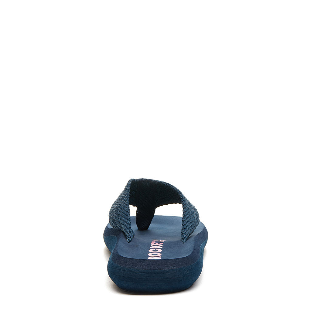 Navy webbing flip flop with cushioned footbed, women's casual style – Rocket Dog Sunset